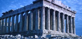Das Parthenon in Athen. Athen war Geburtsstätte von bedeutenden Philosophen, wie Sokrates und Plato.